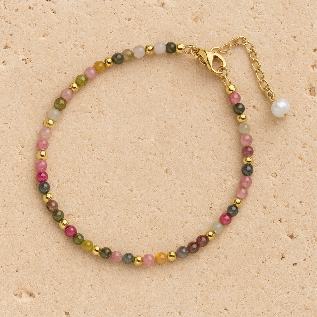 Bracelet Raffiné en Pierres Naturelles Fines - Tourmaline Multicolore - L'Arbre des Chakras