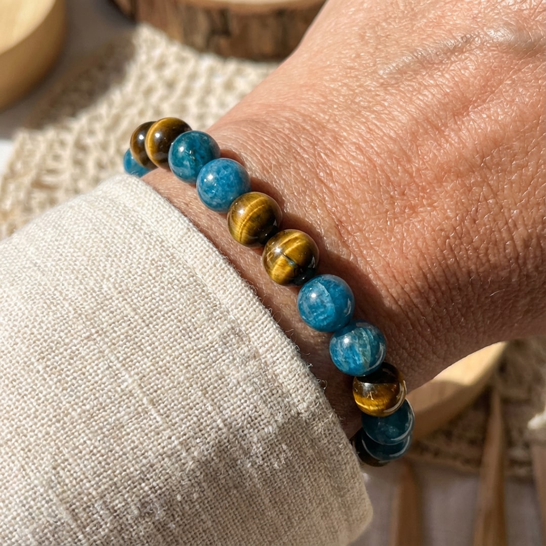 Bracelet Apatite & Œil de Tigre — Harmonie Intérieure & Confiance