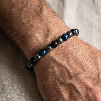 Bracelet Hématite, Shungite & Tourmaline — Guidance & Protection Triple