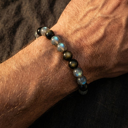 Bracelet Labradorite & Obsidienne Dorée — Refuge Intérieur & Lumière