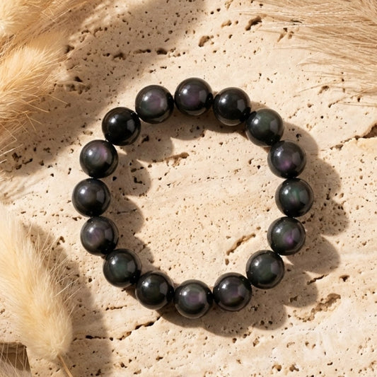 Bracelet Obsidienne Œil Céleste — Vision Intérieure & Protection