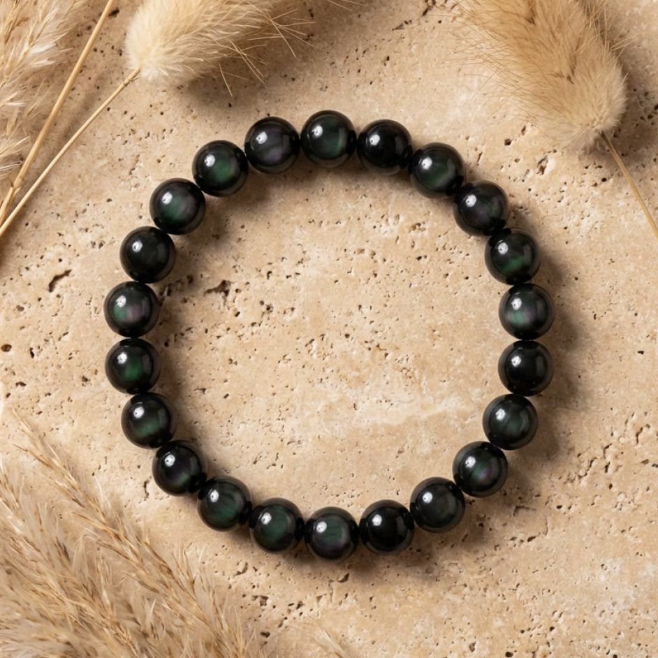 Bracelet Obsidienne Œil Céleste — Vision Intérieure & Protection