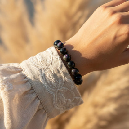 Bracelet Obsidienne Œil Céleste — Vision Intérieure & Protection