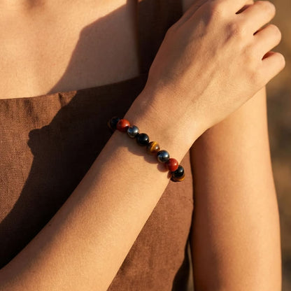 Bracelet Tourmaline, Jaspe Rouge, Hématite & Œil de Tigre — Ancrage Total