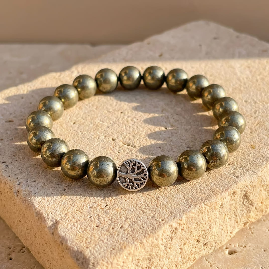 Bracelet "Bouclier de Prospérité" en Pyrite - 17cm - L'Arbre des Chakras