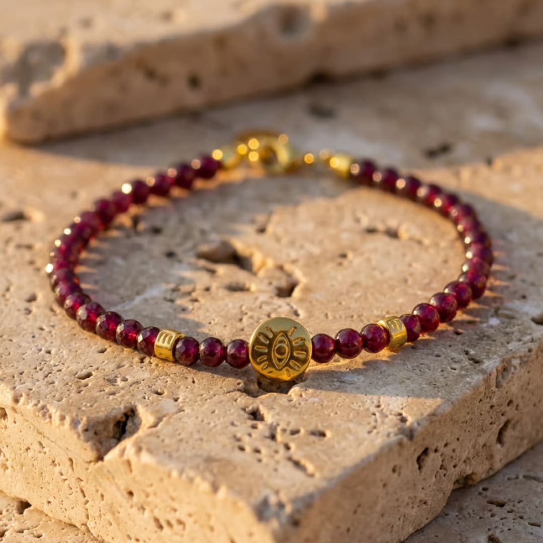 Bracelet "Lien Protecteur" en Pierres Naturelles - Grenat - L'Arbre des Chakras
