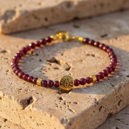 Bracelet "Lien Protecteur" en Pierres Naturelles - Grenat - L'Arbre des Chakras