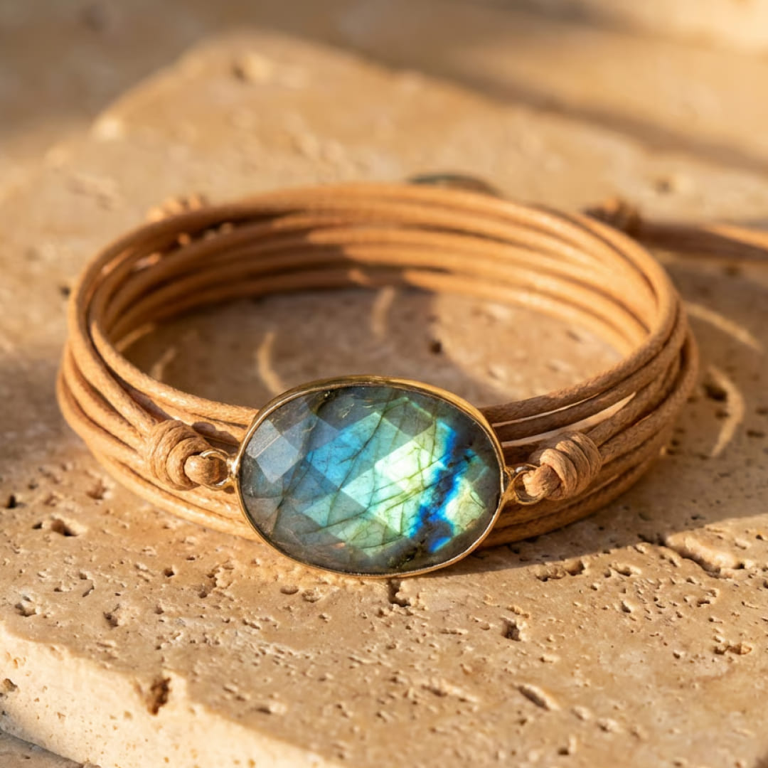 Bracelet "Libération" en Labradorite - Beige - L'Arbre des Chakras