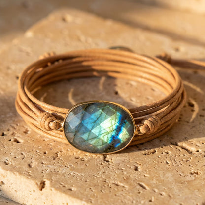 Bracelet "Libération" en Labradorite - Beige - L'Arbre des Chakras