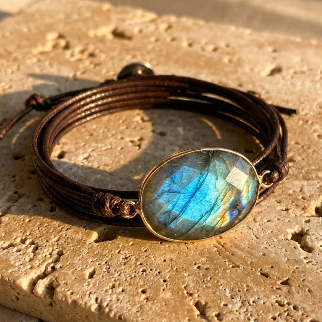 Bracelet "Libération" en Labradorite - Marron foncé - L'Arbre des Chakras