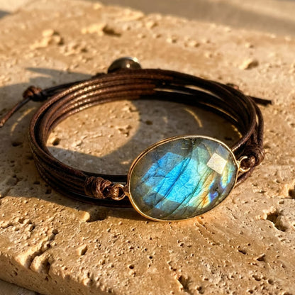 Bracelet "Libération" en Labradorite - Marron foncé - L'Arbre des Chakras