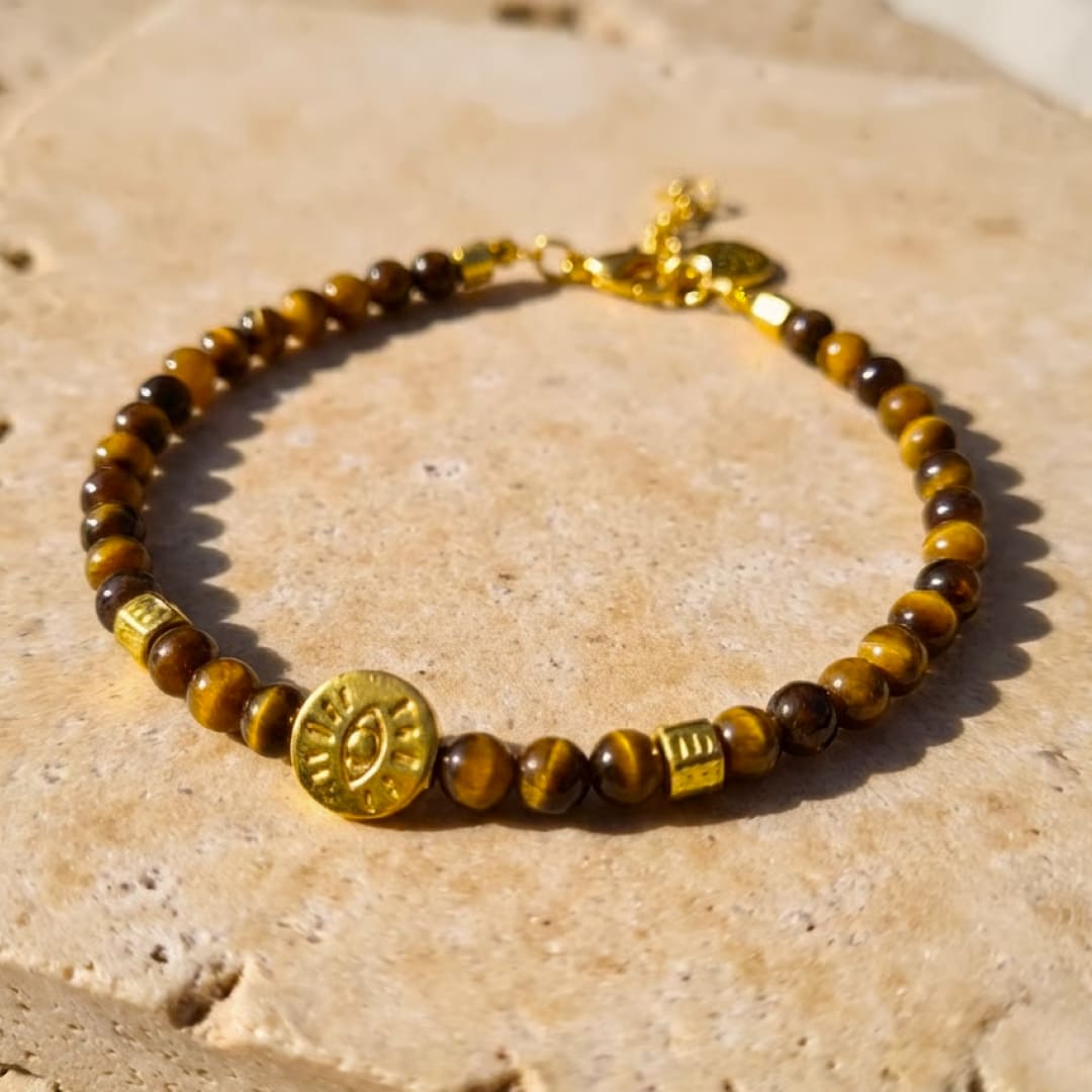 Bracelet "Lien Protecteur" en Pierres Naturelles - Oeil de tigre - L'Arbre des Chakras