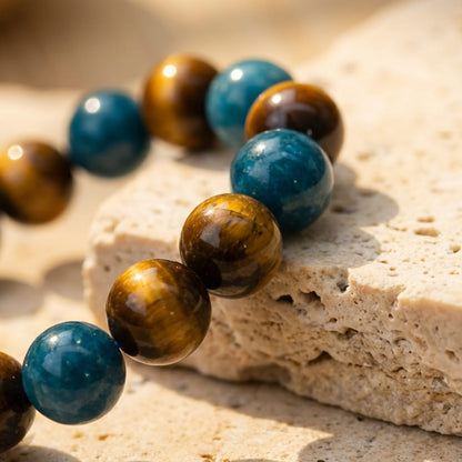 Bracelet Apatite & Œil de Tigre — Harmonie Intérieure & Confiance