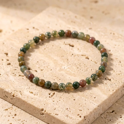 Bracelet Fin en Pierres Naturelles de 4mm - Agate Indienne / 17cm - L'Arbre des Chakras