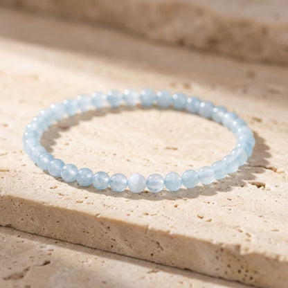 Bracelet Fin en Pierres Naturelles de 4mm - Aigue-Marine / 17cm - L'Arbre des Chakras