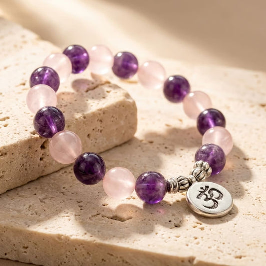 Bracelet Améthyste & Quartz Rose — Amour & Éveil Spirituel