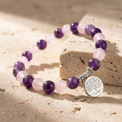 Bracelet Améthyste & Quartz Rose — Amour & Éveil Spirituel