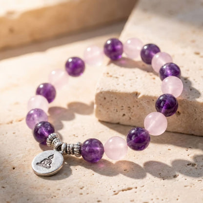 Bracelet Améthyste & Quartz Rose — Amour & Éveil Spirituel