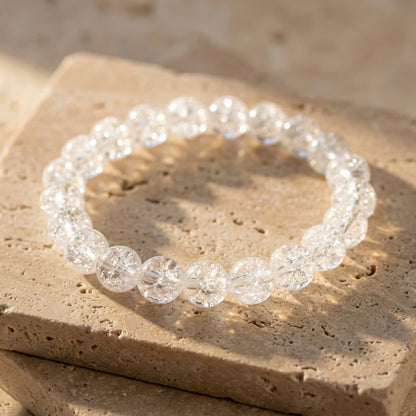 Bracelet "Esprit Léger" en Cristal de Roche Craquelé - 6mm / 17cm - L'Arbre des Chakras