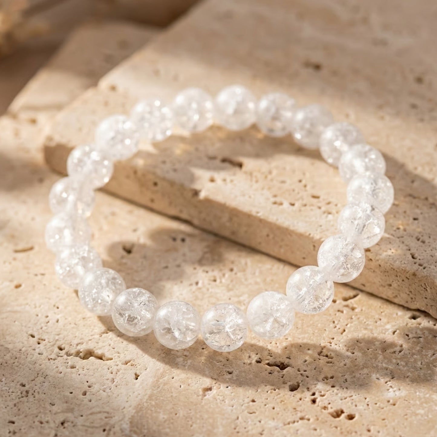 Bracelet Cristal de Roche Craquelé — Clarté & Énergie Pure