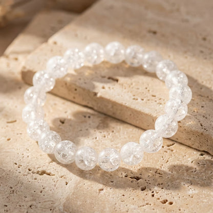 Bracelet Cristal de Roche Craquelé — Clarté & Énergie Pure