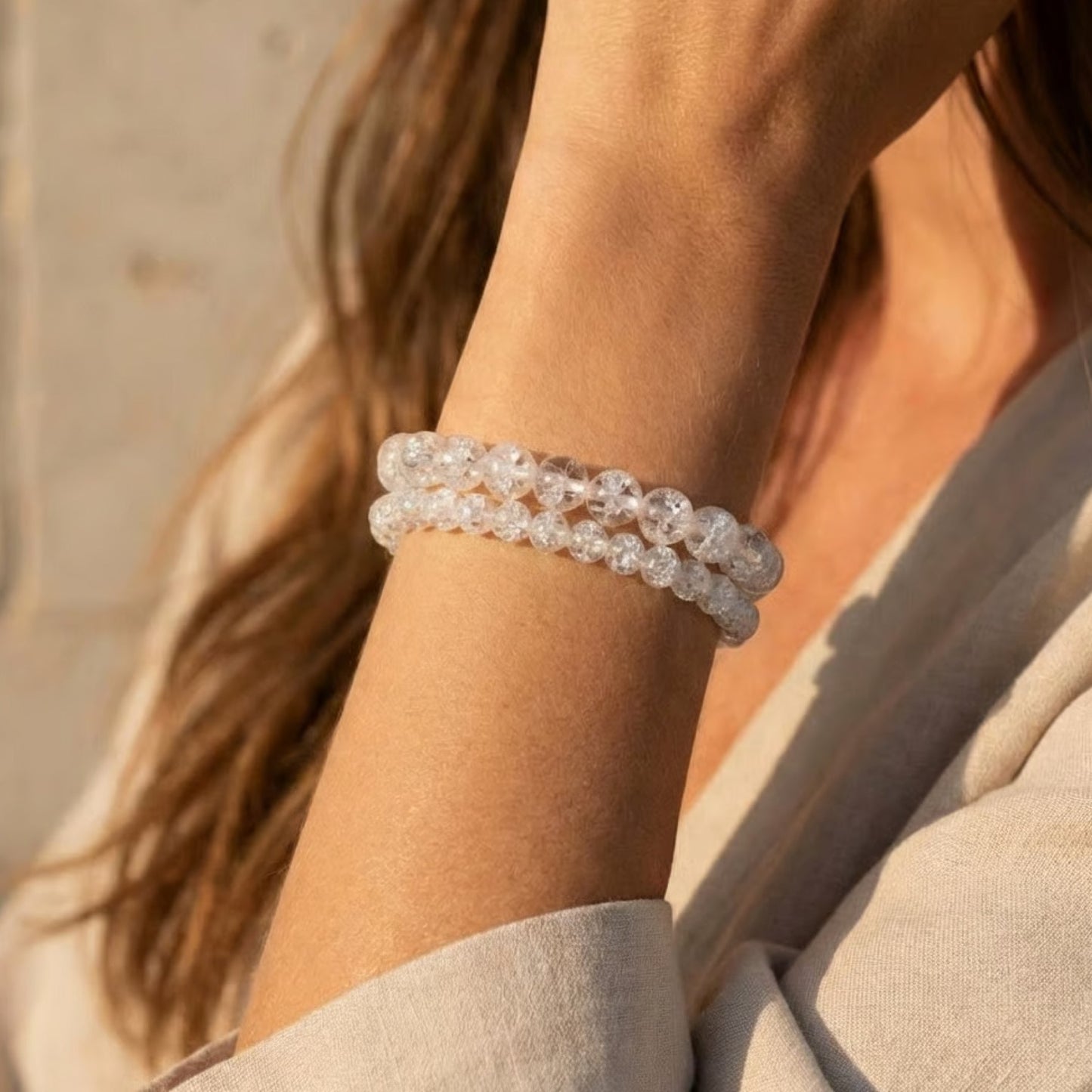 Bracelet Cristal de Roche Craquelé — Clarté & Énergie Pure