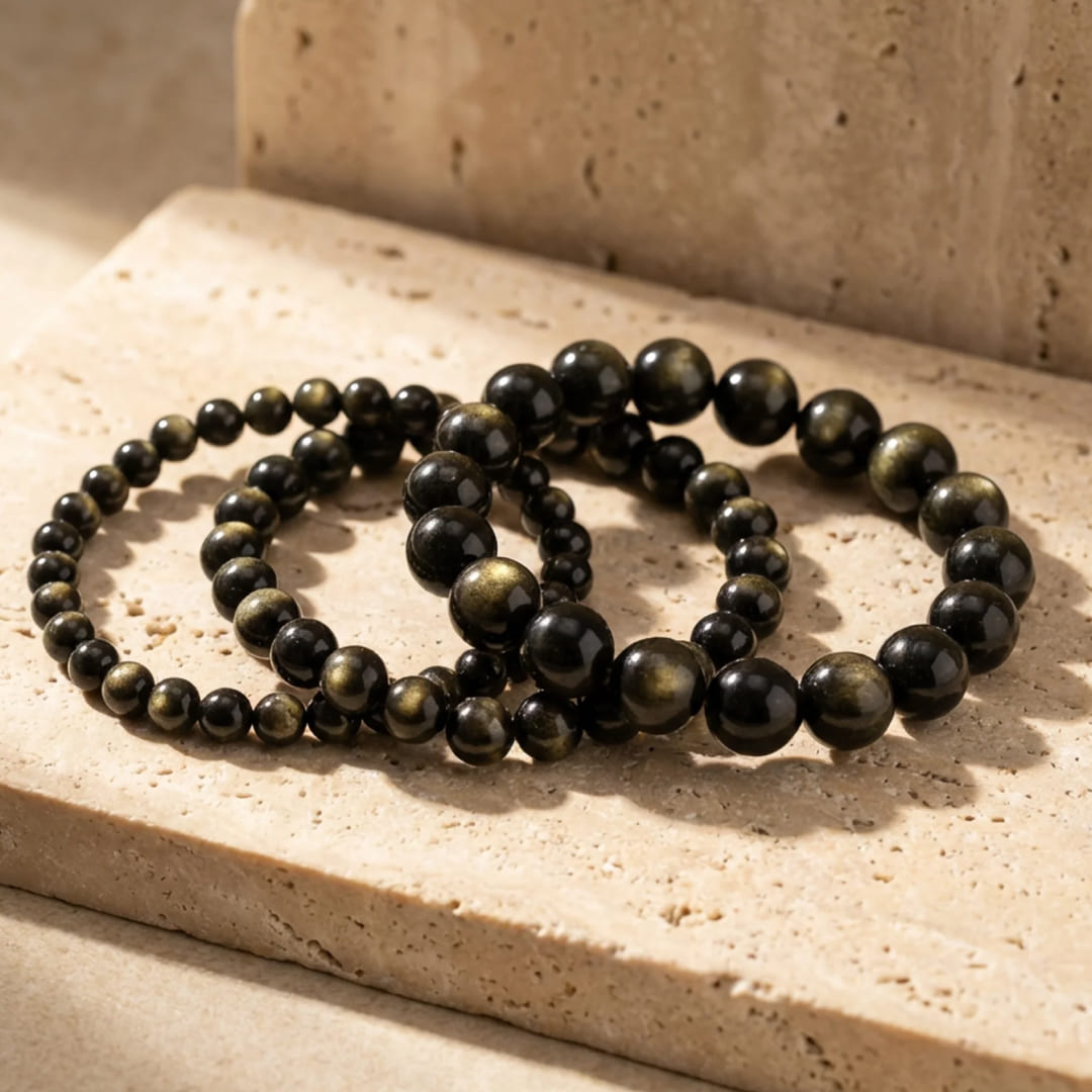 Bracelet Obsidienne Dorée — Lumière Intérieure & Protection