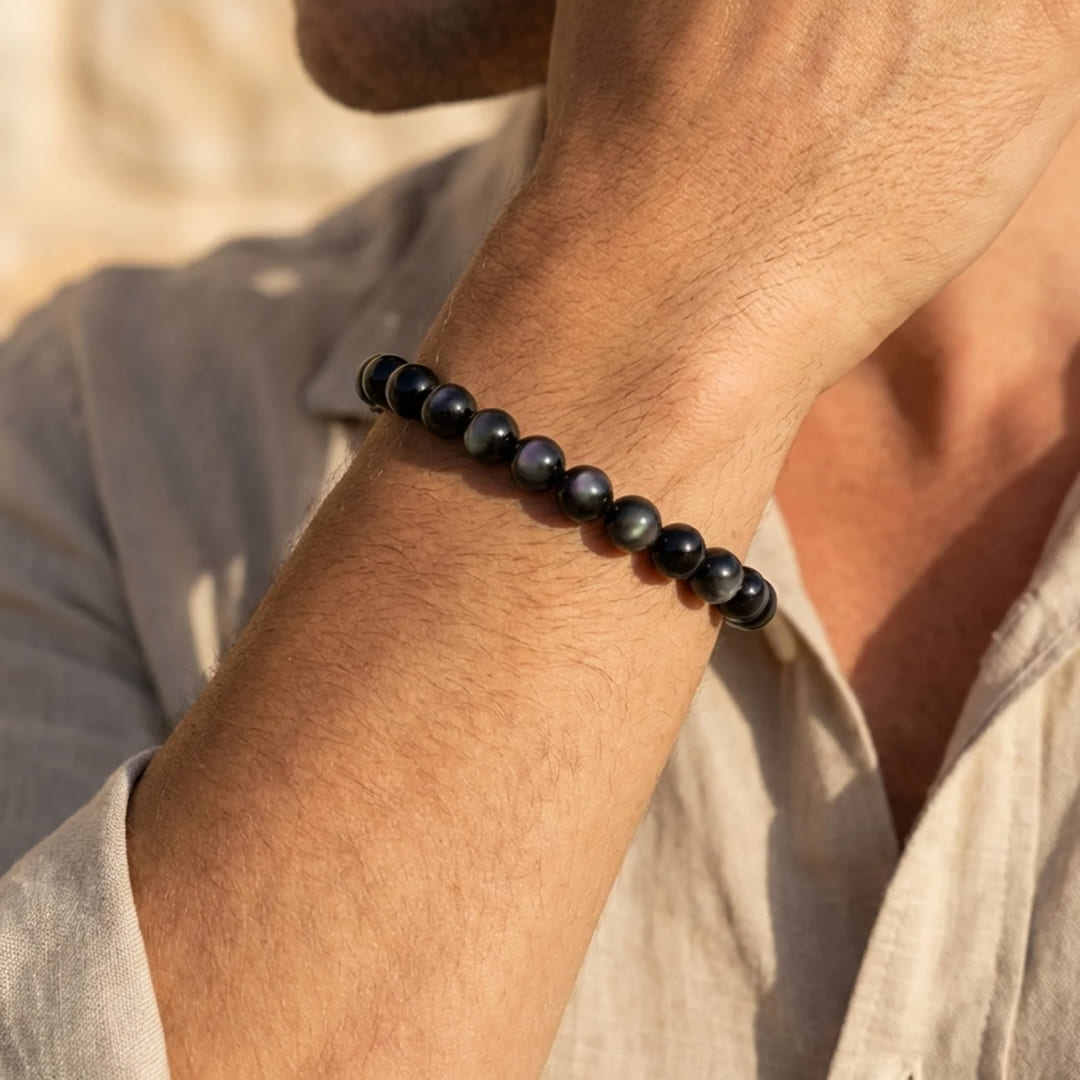 Bracelet Obsidienne Œil Céleste — Vision Intérieure & Protection