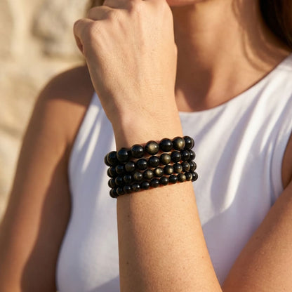 Bracelet Obsidienne Dorée — Lumière Intérieure & Protection