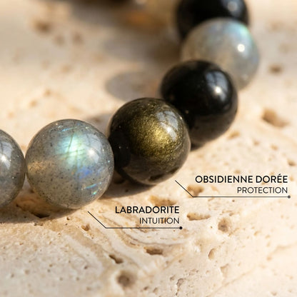 Bracelet Labradorite & Obsidienne Dorée — Refuge Intérieur & Lumière