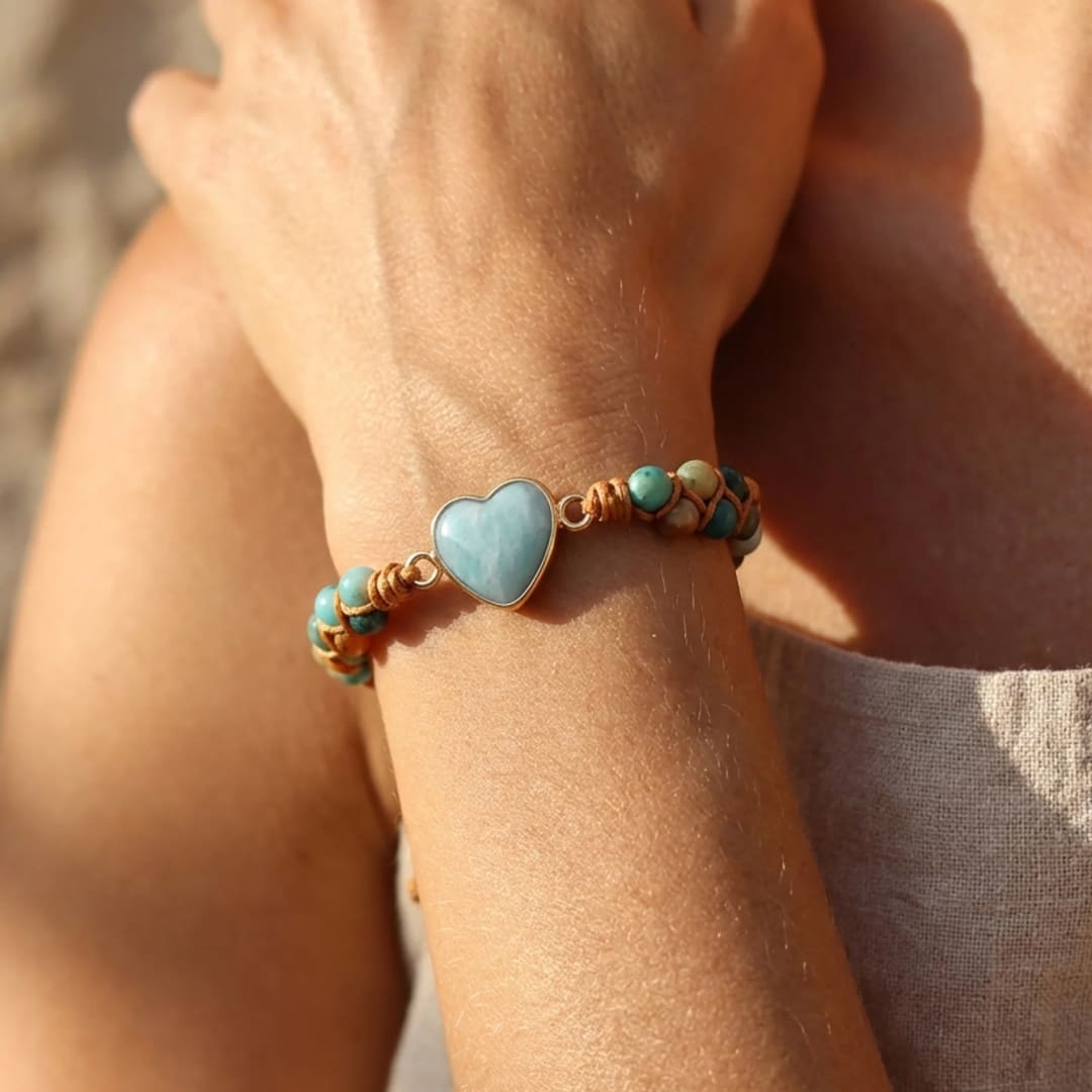Bracelet Tressé Amazonite — Cœur Ouvert & Communication Bienveillante