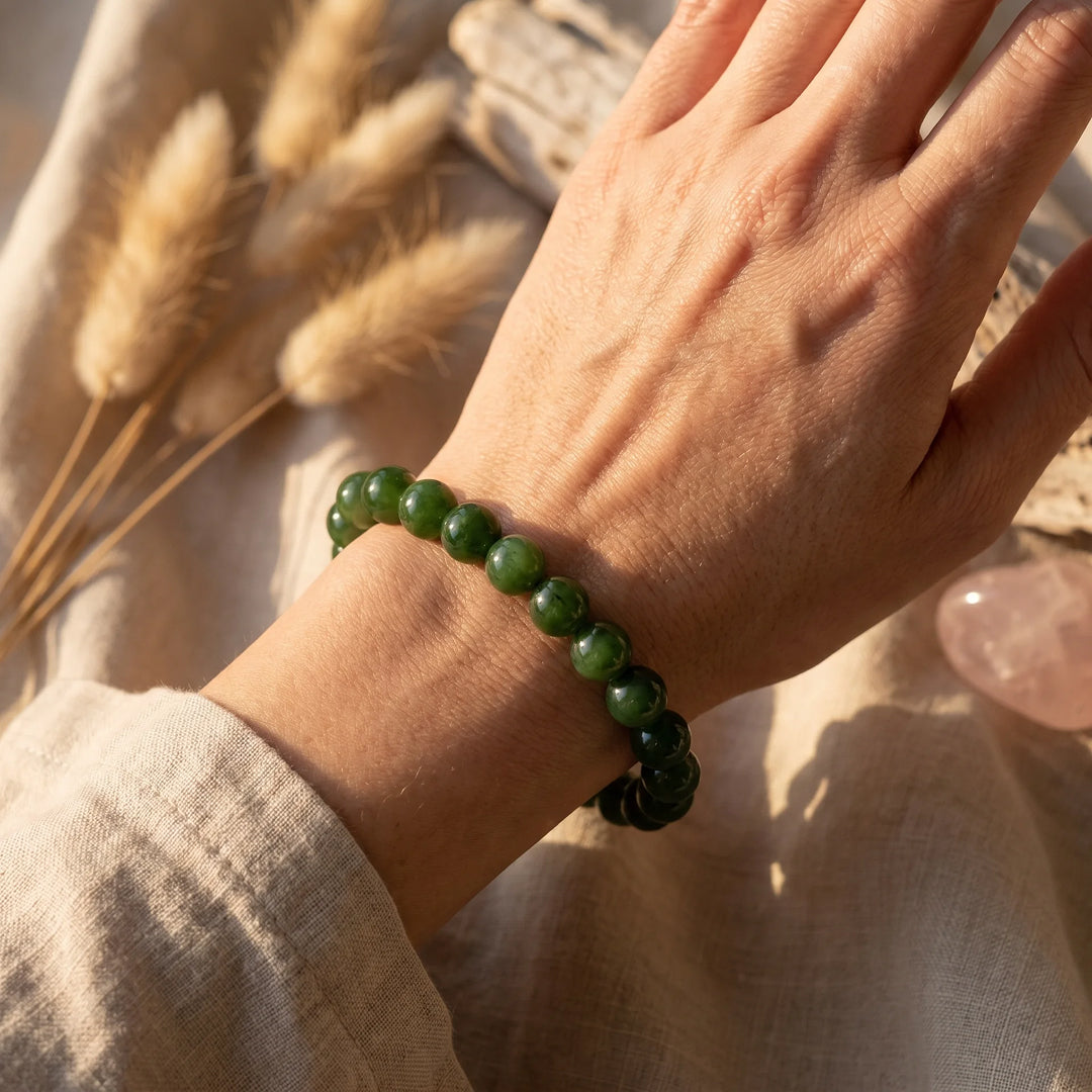 Bracelet Jade Néphrite — Prospérité, Sagesse & Harmonie