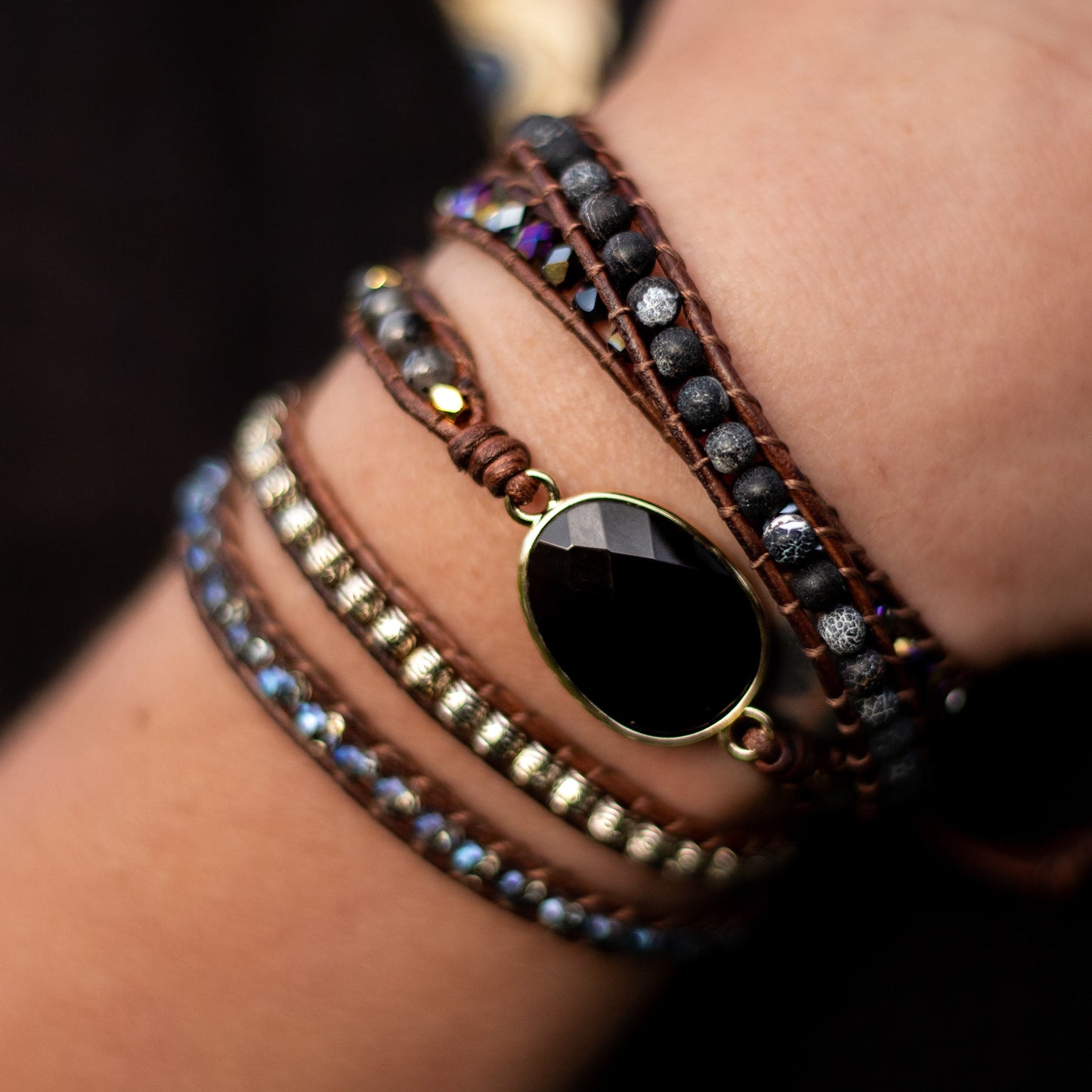 Bracelet Wrap Onyx — Ancrage, Force & Sécurité Intérieure
