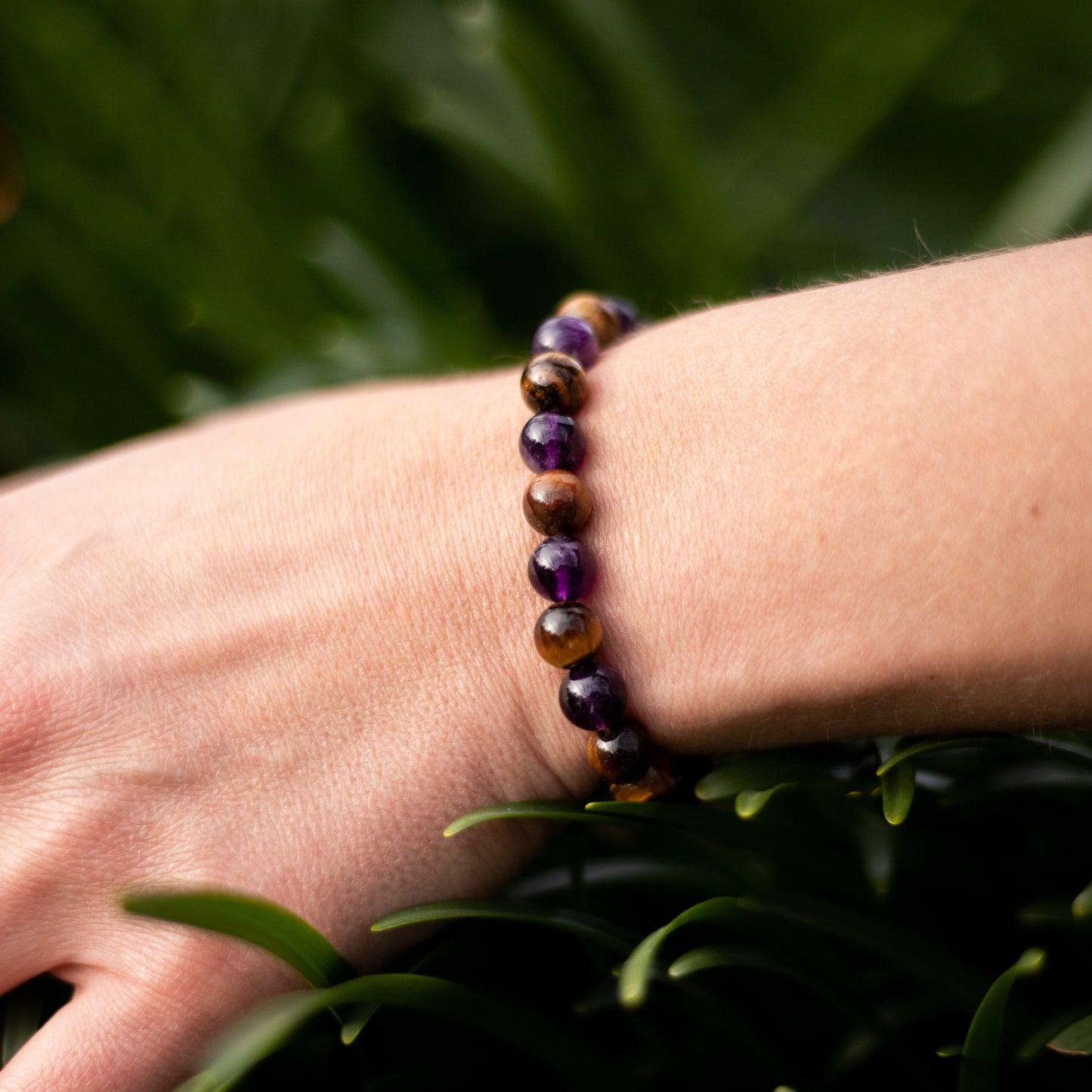 Bracelet Améthyste & Œil de Tigre — Sérénité & Courage