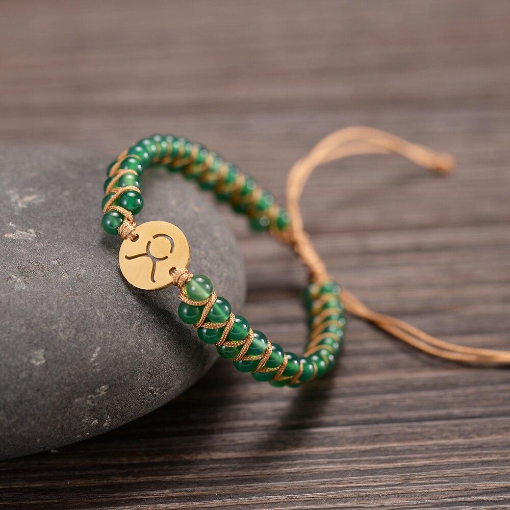 Bracelet Tressé "12 Constellations" en Pierres Naturelles - Taureau - Aventurine - L'Arbre des Chakras