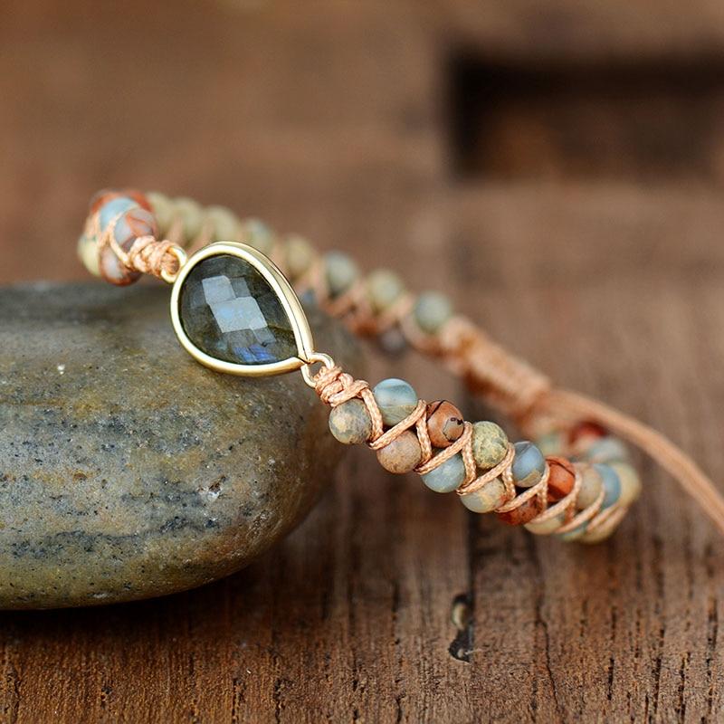 Bracelet Tressé Jaspe & Labradorite — Audace & Transformation