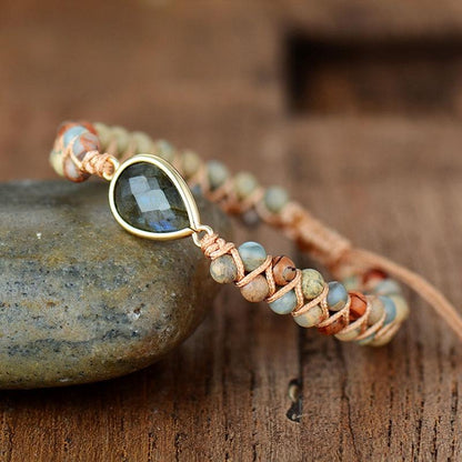 Bracelet Tressé Jaspe & Labradorite — Audace & Transformation