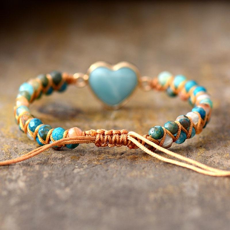 Bracelet Tressé Amazonite — Cœur Ouvert & Communication Bienveillante