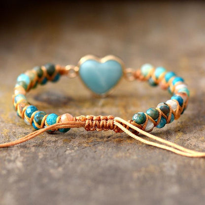 Bracelet Tressé Amazonite — Cœur Ouvert & Communication Bienveillante