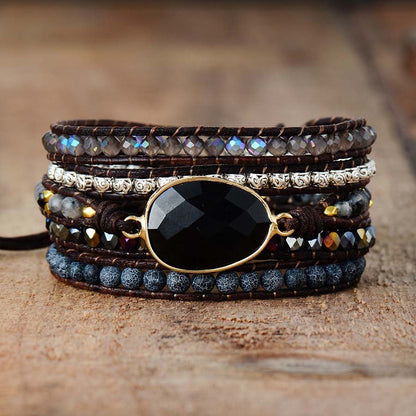 Bracelet Wrap Onyx — Ancrage, Force & Sécurité Intérieure