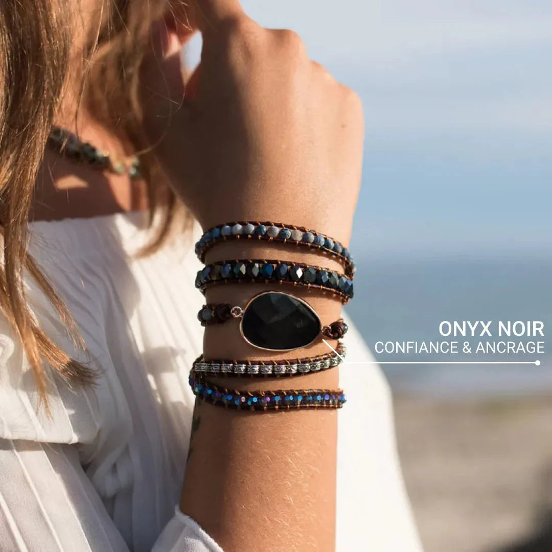 Bracelet Wrap Onyx — Ancrage, Force & Sécurité Intérieure