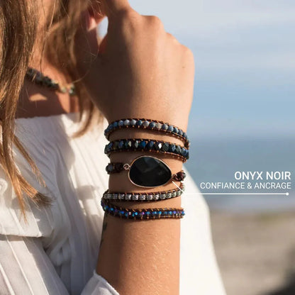 Bracelet Wrap Onyx — Ancrage, Force & Sécurité Intérieure