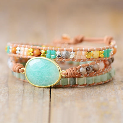Bracelet Wrap Amazonite — Douceur, Calme & Communication Sincère