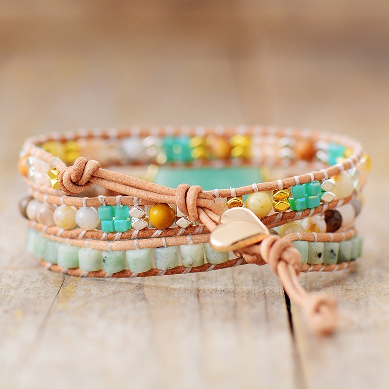Bracelet Wrap Amazonite — Douceur, Calme & Communication Sincère