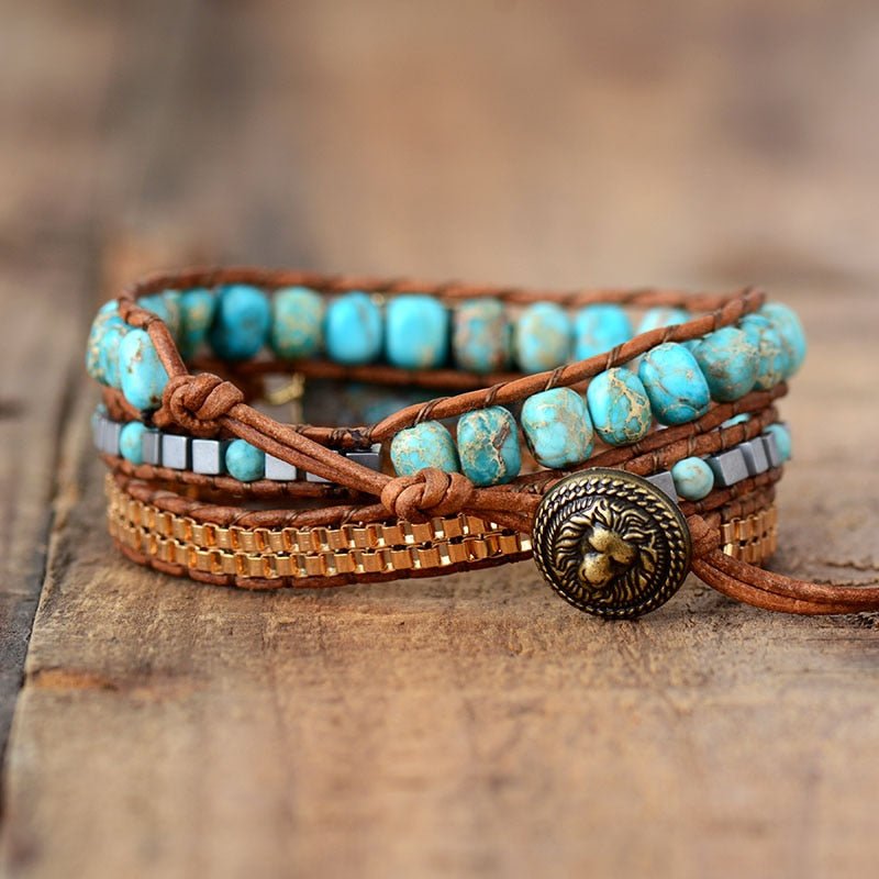 Bracelet Wrap Turquoise — Bien-Être & Énergie Apaisante