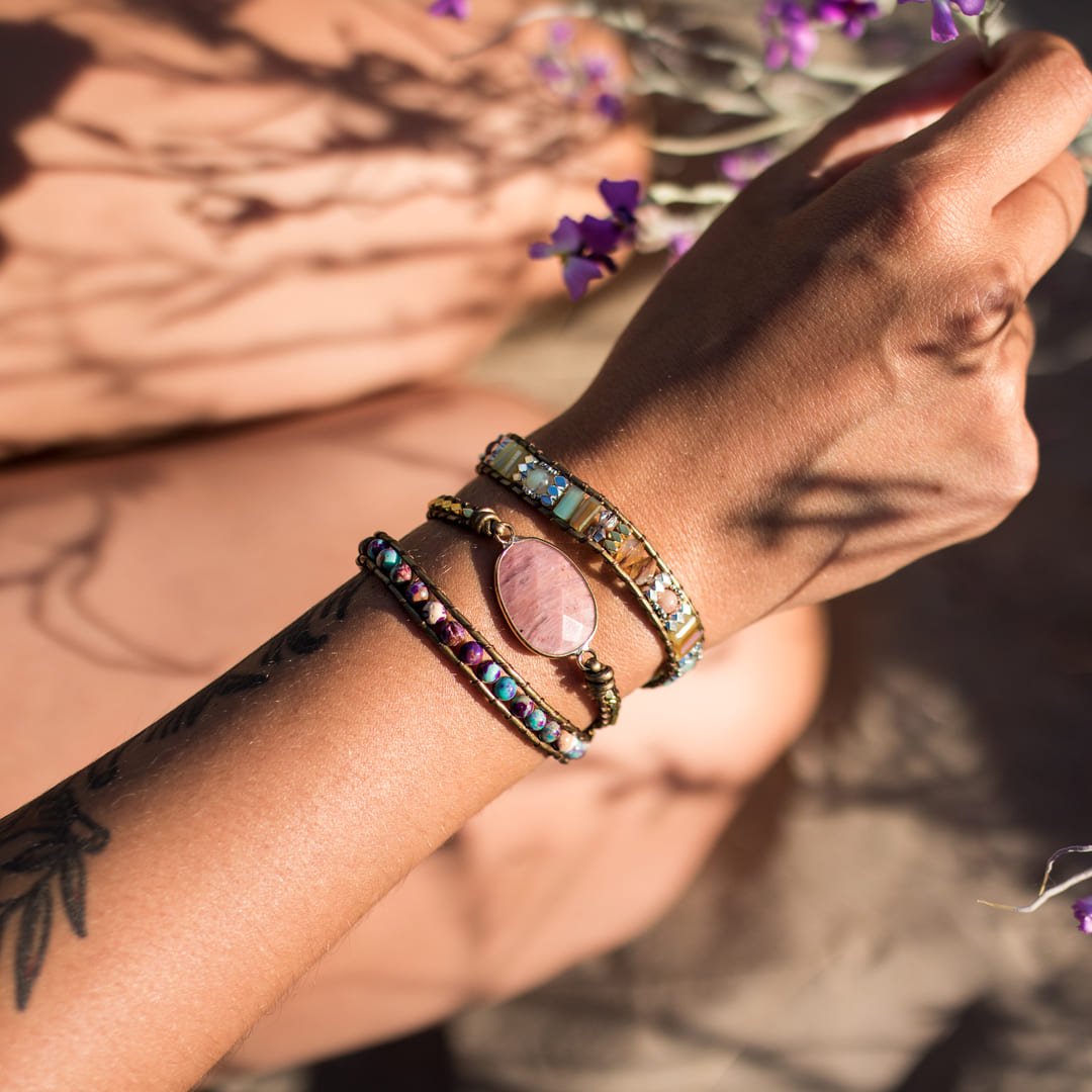 Bracelet Wrap Rhodochrosite — Guérison du Cœur & Compassion