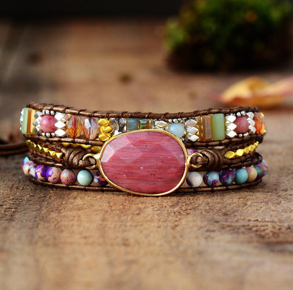 Bracelet Wrap Rhodochrosite — Guérison du Cœur & Compassion
