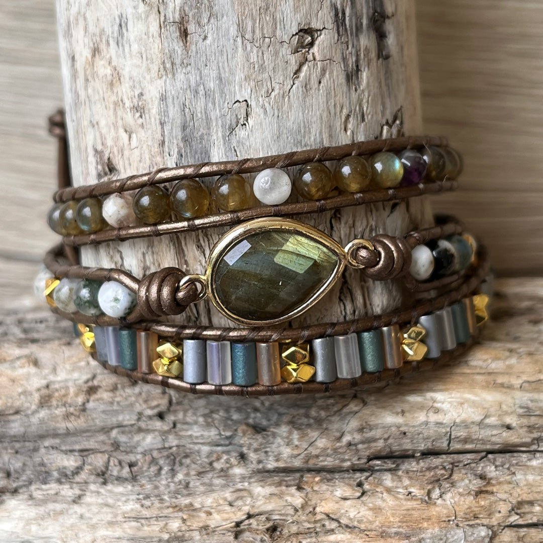 Bracelet Wrap Labradorite — Protection & Intuition Amplifiées