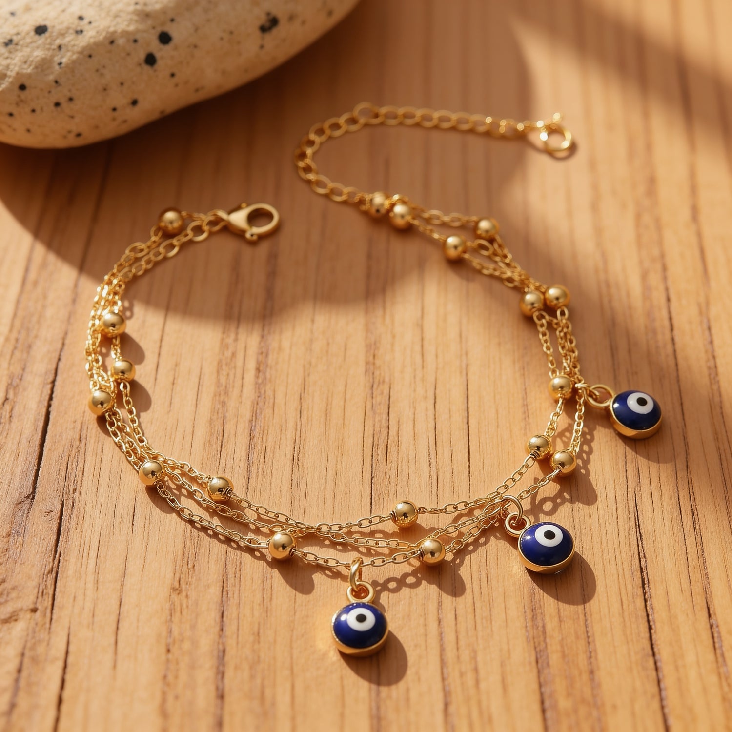 Bracelet de Cheville Oeil Bleu - Or - L'Arbre des Chakras