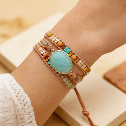 Bracelet Wrap Amazonite — Douceur, Calme & Communication Sincère